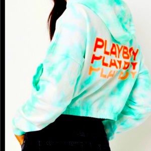 PLAYBOY Crop Hoodie  Mint Tie Dye Zip Up Cropped Hoodie Coat Top ❌ Only 1 Left ❌